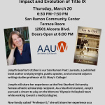 Jenyth Gearhart-Utchen Speaks on the  Impact and Evolution of Title IX @ San Ramon Community Center - Terrace Room